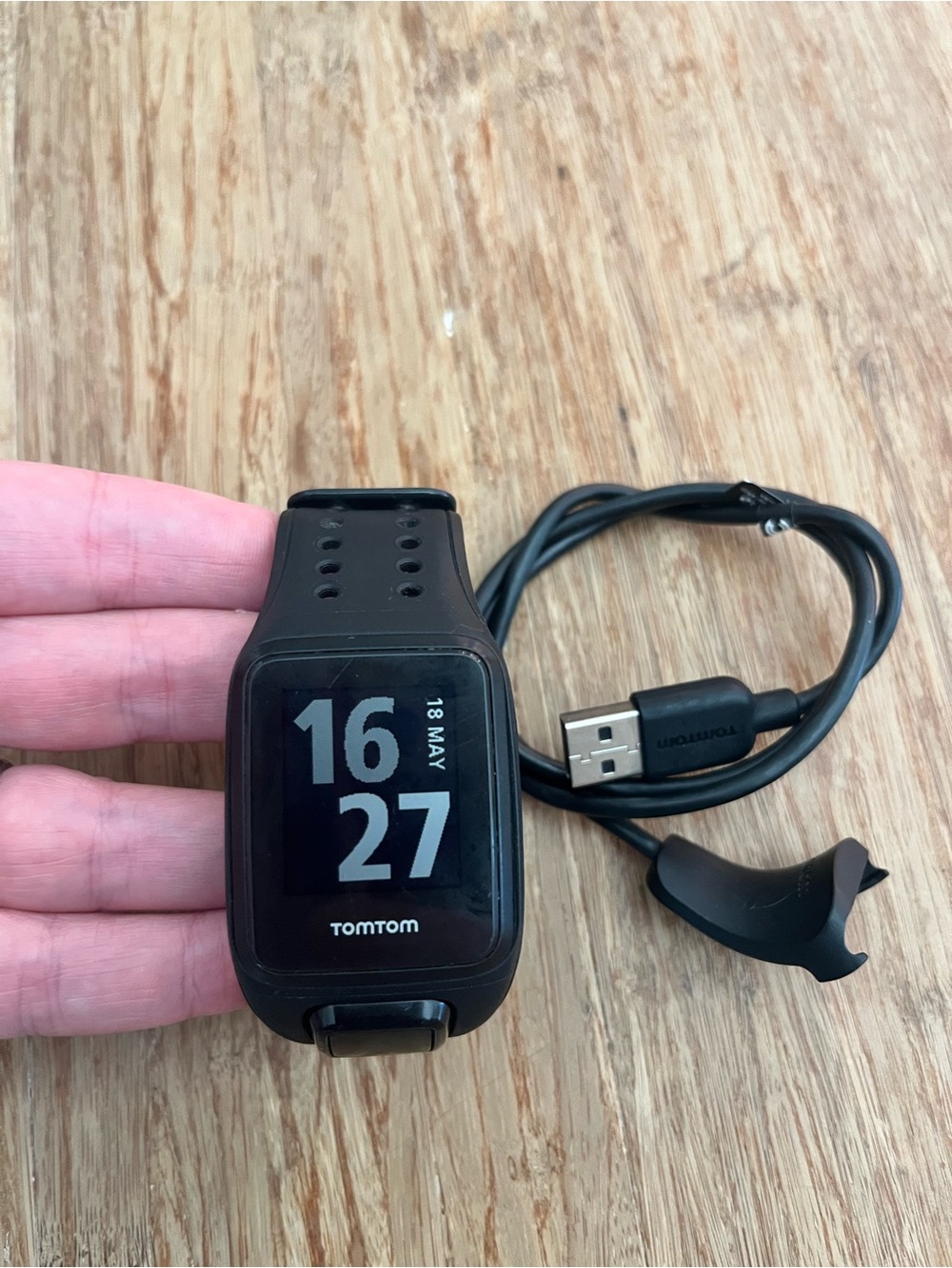 TomTom Spark Cardio Music GPS Fitness Watch Black with charging cord